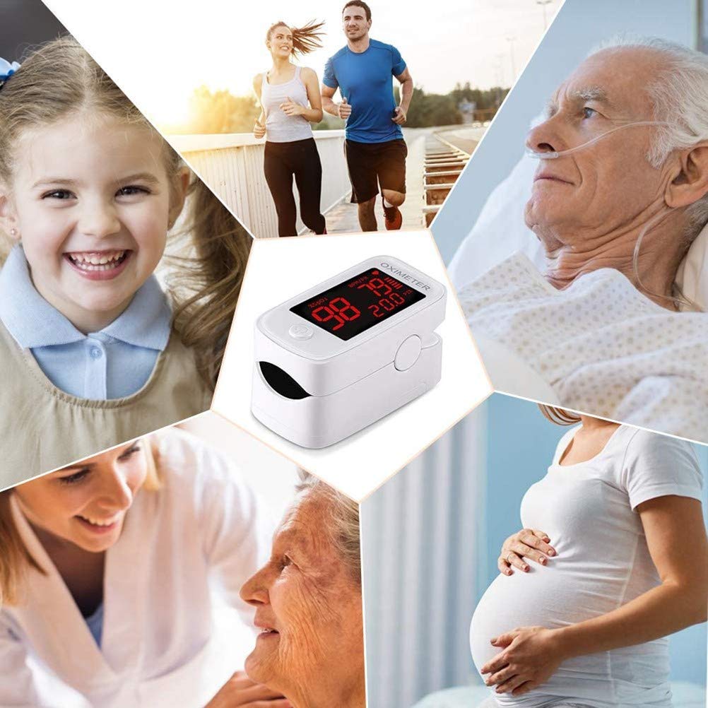 Pulsossimetro da Dito,Portatile Saturimetro con Display LED Ossigeno Saturimetro Monitoraggio Cardiofrequenza per Saturazione di Ossigeno e Frequenza del Polso