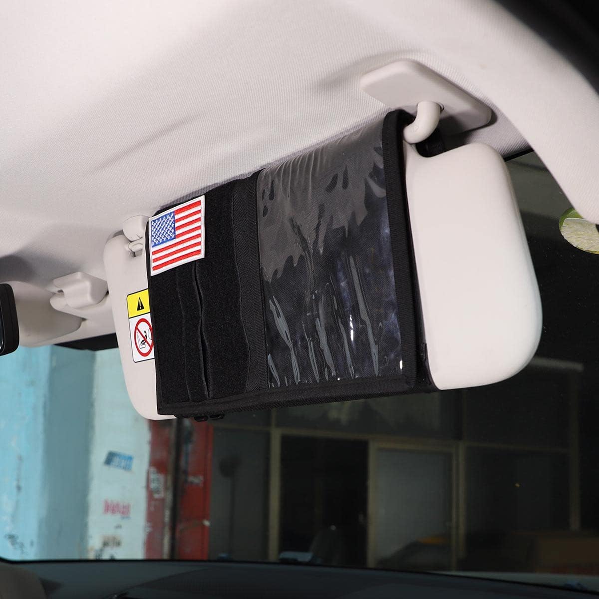 PIUGILH Car Sun Visor Organizer, Auto Interior Accessories Pocket Organizer Fit for Land Rover Defender 2020-2023 for Land Rover Discovery 5 Storage Pouch Holder, with Transparent Card Bag