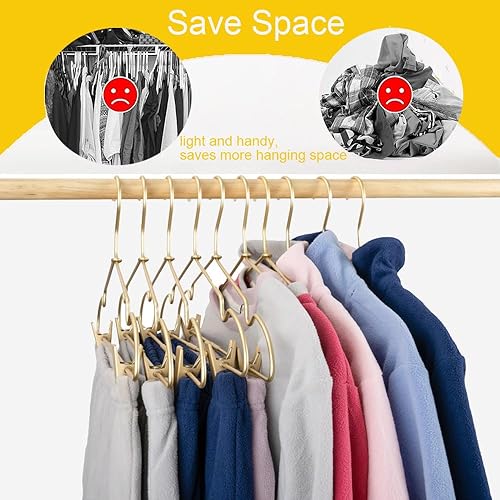 Miniatura 6 de Perchas de metal dorado mate de 16.5 pulgadas de alta calidad, perchas resistentes para faldas, estante de metal para pantalones antideslizantes,