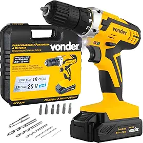 Vonder, Parafusadeira/Furadeira A Bateria, 20 V, Fonte De Carregamento Bivolt Automática, Pfv 238.