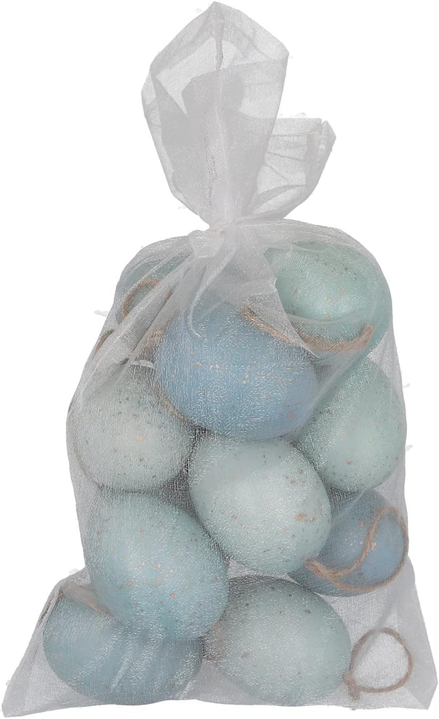 Gisela Graham Teal and Gold Speckled Egg Easter Decorations