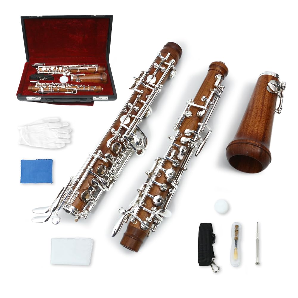 ModouString Oboe C key Rosewood Body Silver Plated Semi-automatic 3rd Octave left F Key Woodwind Musical Instrument