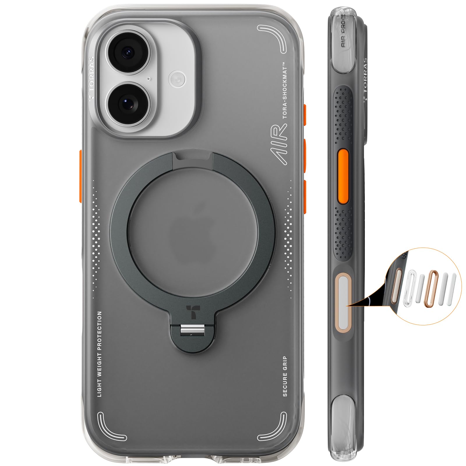 Photo 1 of TORRAS Ostand Q3 Air for iPhone 17 Case with 360 Magnetic Stand, Fit for MagSafe, Mil-Grade Drop Tested, Camera Control Button, Shockproof Phone Case for iPhone 17 6.3'', Shadow Black