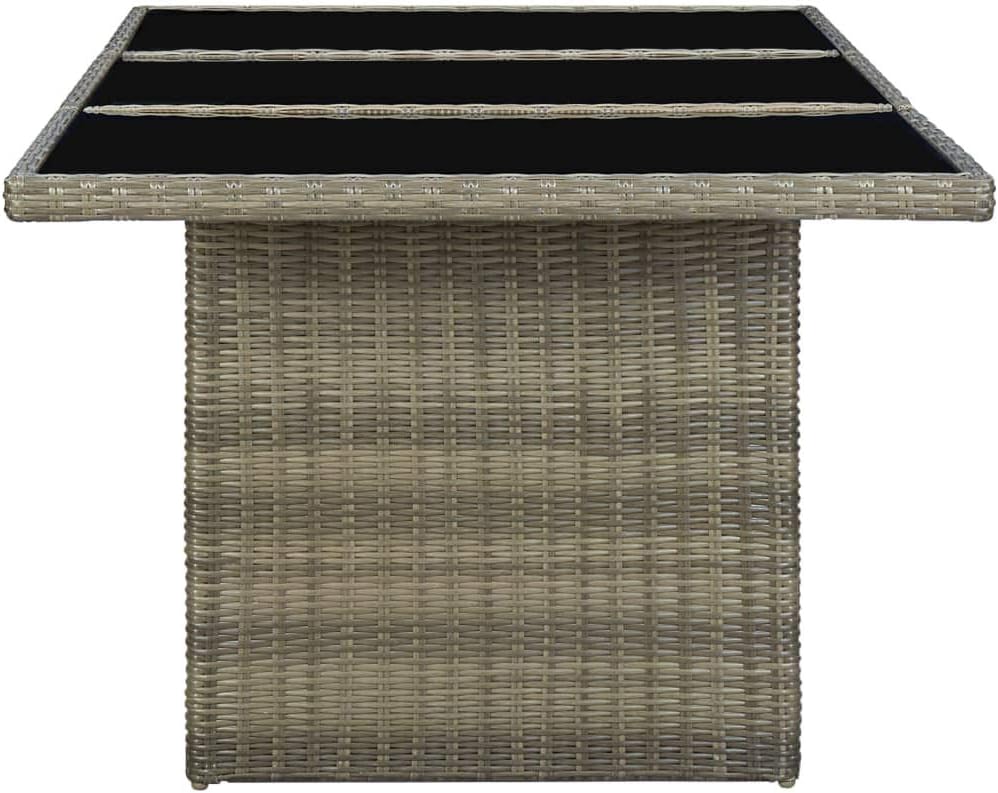 Garden Table Brown and Black,Stylish Outdoor Bistro Table with Tempered Glass for Patios and Gardens Patio Tables