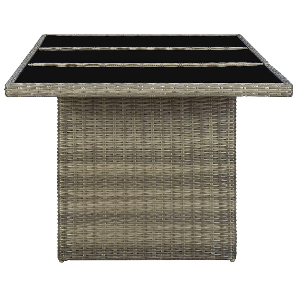 Mesa de jardín de poliratán marrón con tablero de cristal templado, 200 x 100 x 74 cm, resistente a la intemperie, marco de acero pulverizado, mesa para terraza, balcón, salón, exterior