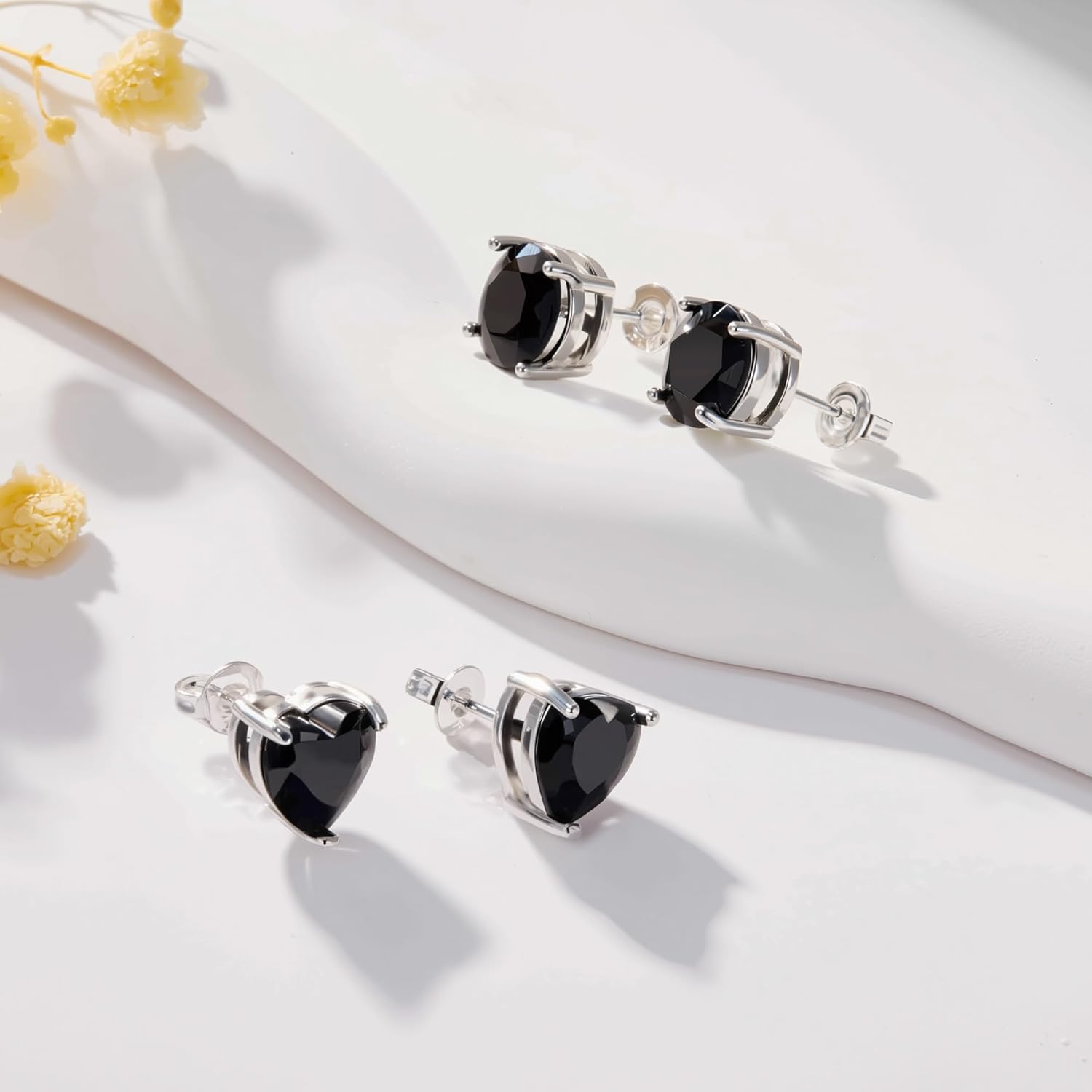 ALEXCRAFT Small Gold Stud Earrings - 6 Pairs Cute Heart Studs for Women - Cubic Zirconia - Hypoallergenic - Pack - Image 7