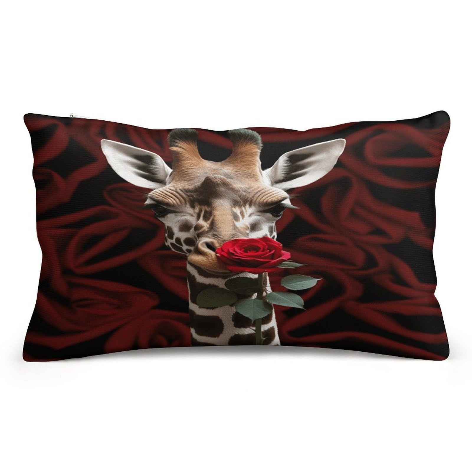asbwuo Rectangular Decorative Throw Pillow Cover Soft Cushion Cover Giraffe Kissing Flower Queen Pillow Cases for Couch Sofa Living Room Bed