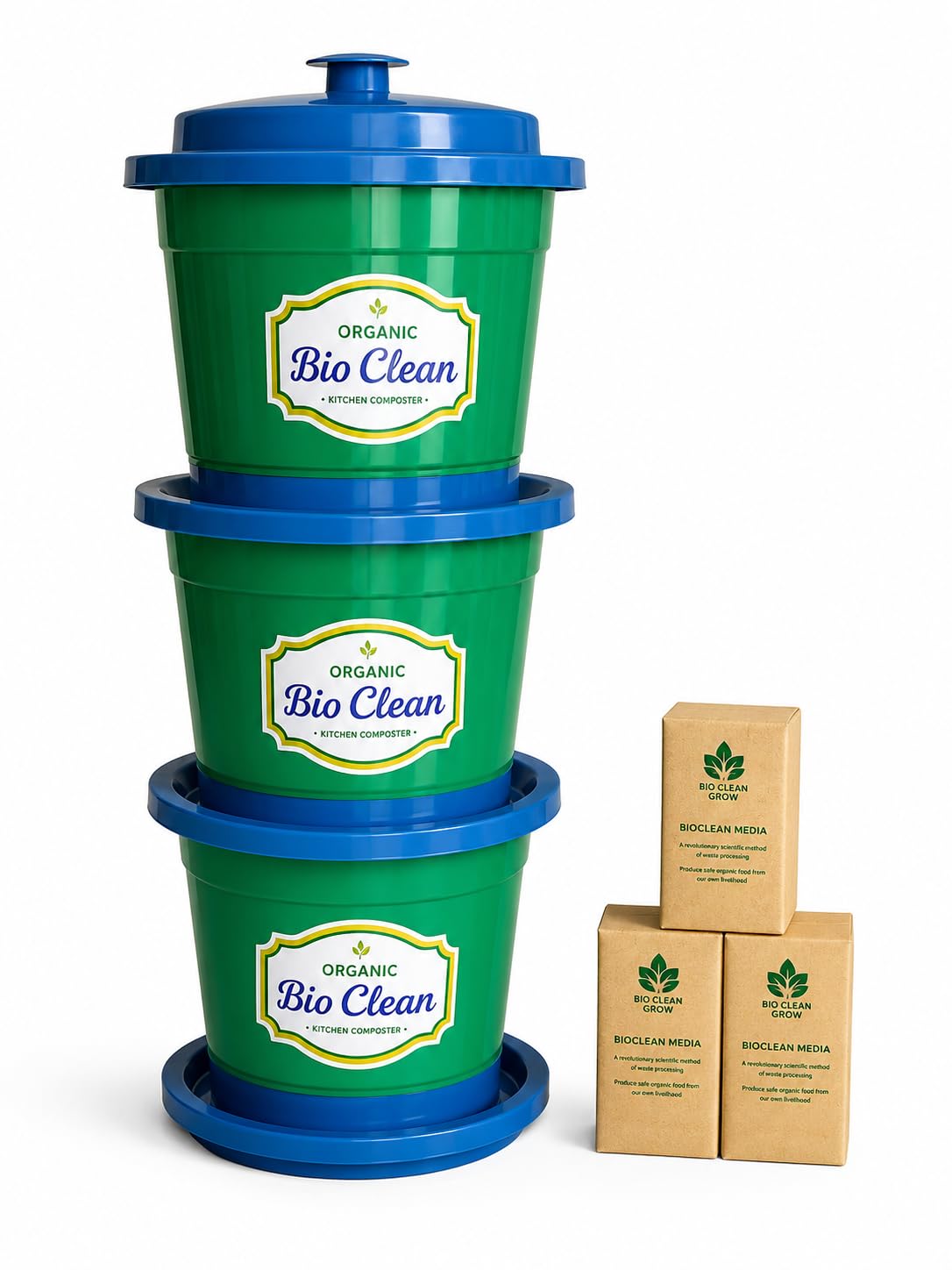 Omega Biocomposter Bin Set/Indoor Compost bin for converting Kitchen Food Waste into Rich Plant Compost/ 22 Litre bin with 3 Bricks of 900 GMS Each-image-25