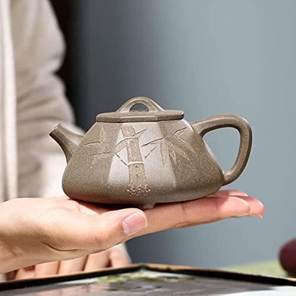 Ceramiczny zestaw do herbaty Kung Fu 200 ml, tradycyjne fioletowe czajniki, przenośny zestaw do herbaty podróżnej, sekcja rudy surowej, błoto, kamień, czajnik, filtr domowy, kosmetyczny czajnik