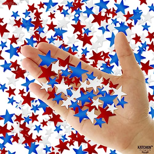 Image of KatchOn 4th of July Star Confetti - 15g Pack | 4th of July Decorations | Red White Blue Confetti for Patriotic Decor, 4th of July confetti | Patriotic Decorations | Memorial Day Decorations