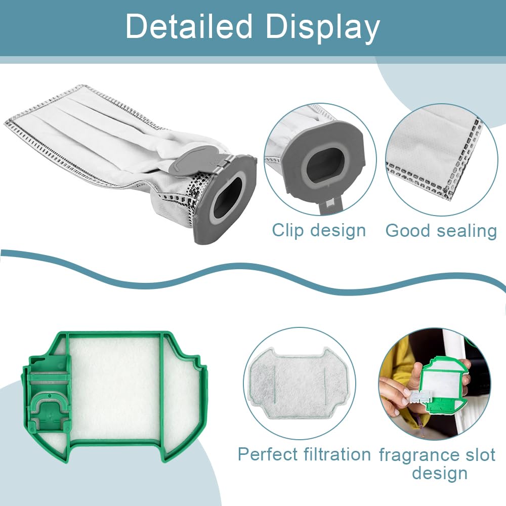 10 Sacchetti per Aspirapolvere Sacchetto Filtri di Ricambio Sacchetti Filtri Parti con 4 Filtrii Compatibili Con Vorwerk Folletto VK7 FP7 VK7S FP7S per Kobold VK7 Filtro Sacchi Accessori