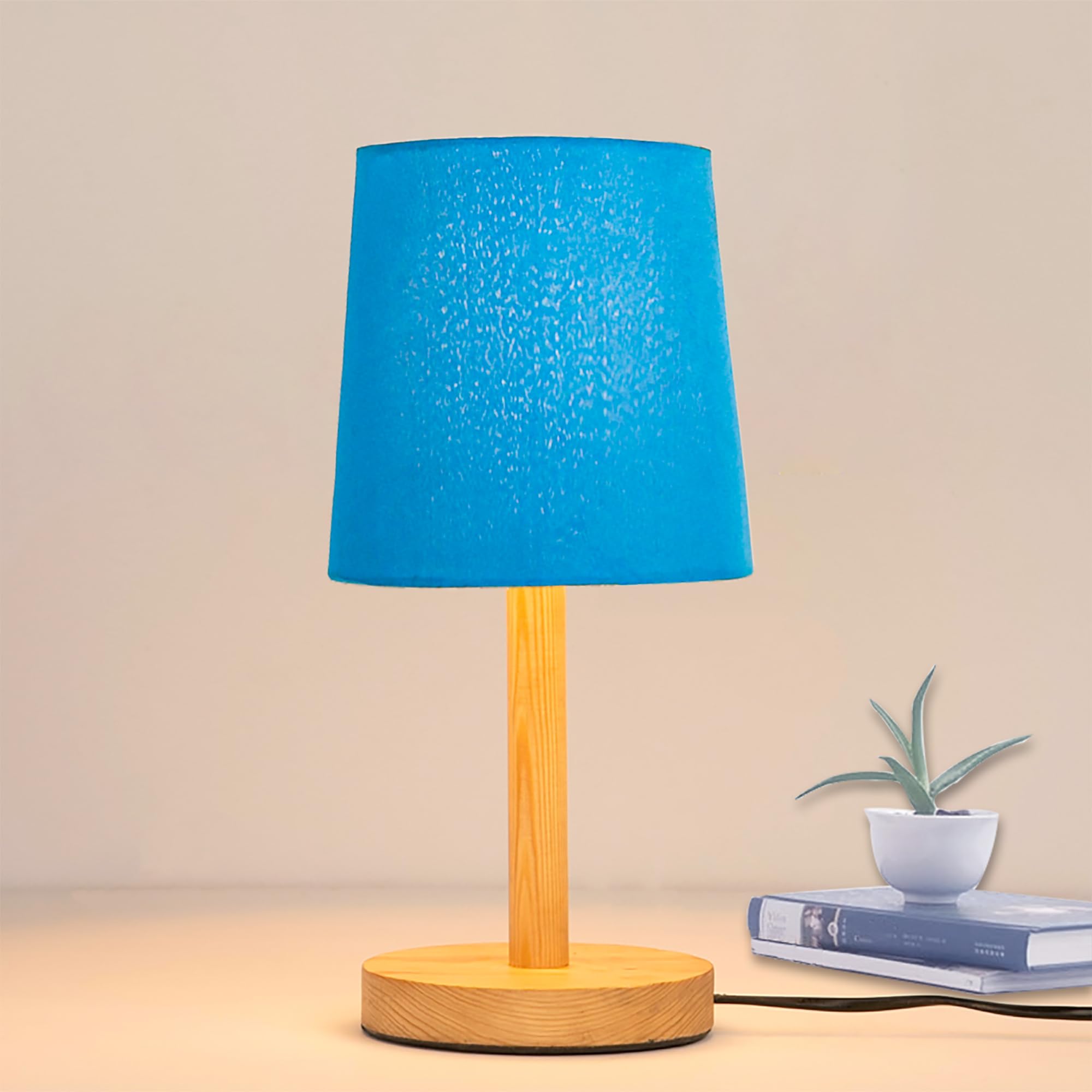 Homesake Pinewood Table Lamps For Nightstand, Fabric Linen Lampshade Desk Lamp, Morden Minimalist Bedside Lamps, Bedroom Nightstand Lamp Living Room, Kids Room Green (Turquoise, Incandescent) (B0D9QTM9FS) Amazon Price History, Amazon Price Tracker