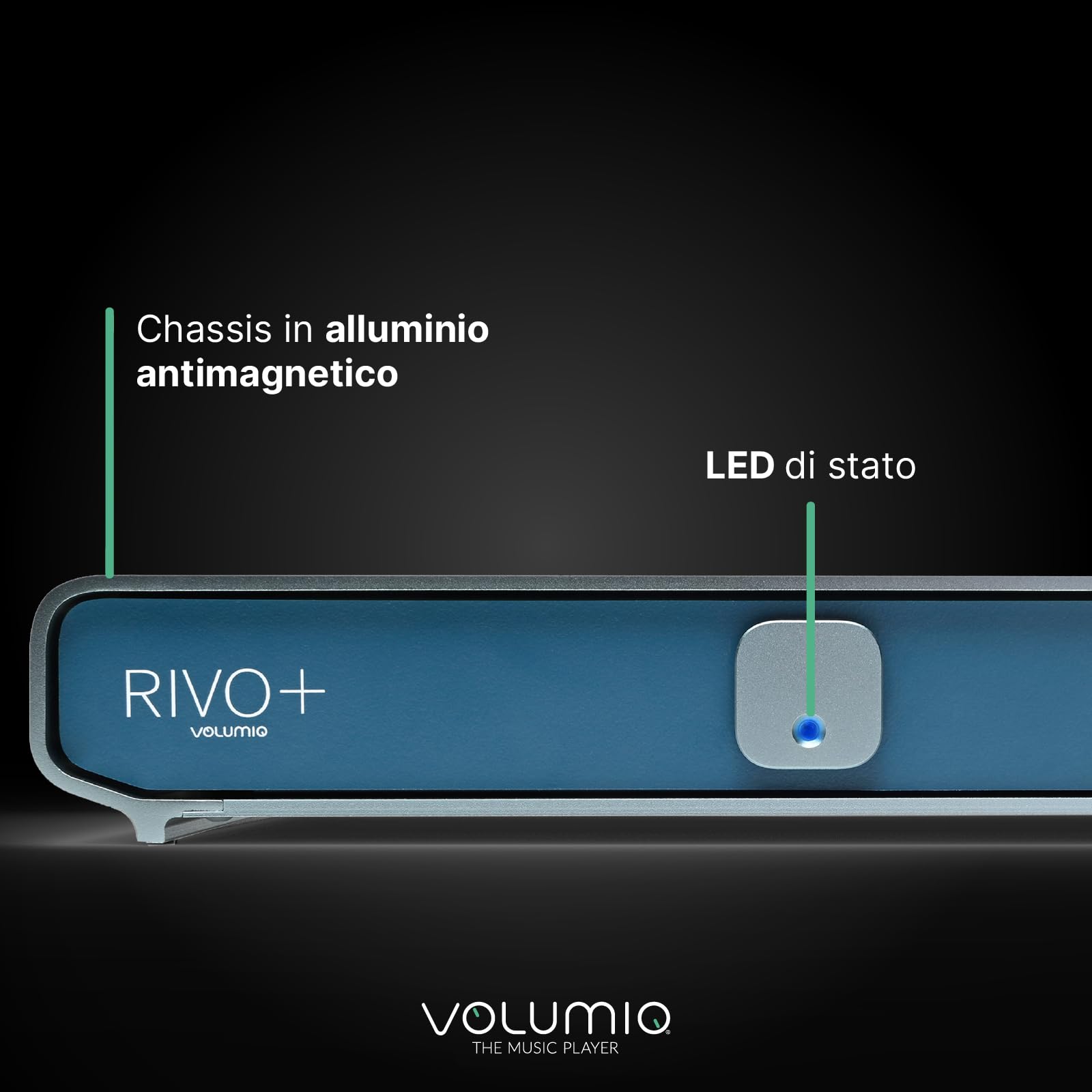 Volumio Rivo Plus Streamer Digitale Audiofilo, Lettore Audio Digitale per DAC Esterno, DSD256, PCM 768 kHz/32 bit, Supporto AirPlay, Bluetooth 5.0, con App Dedicata
