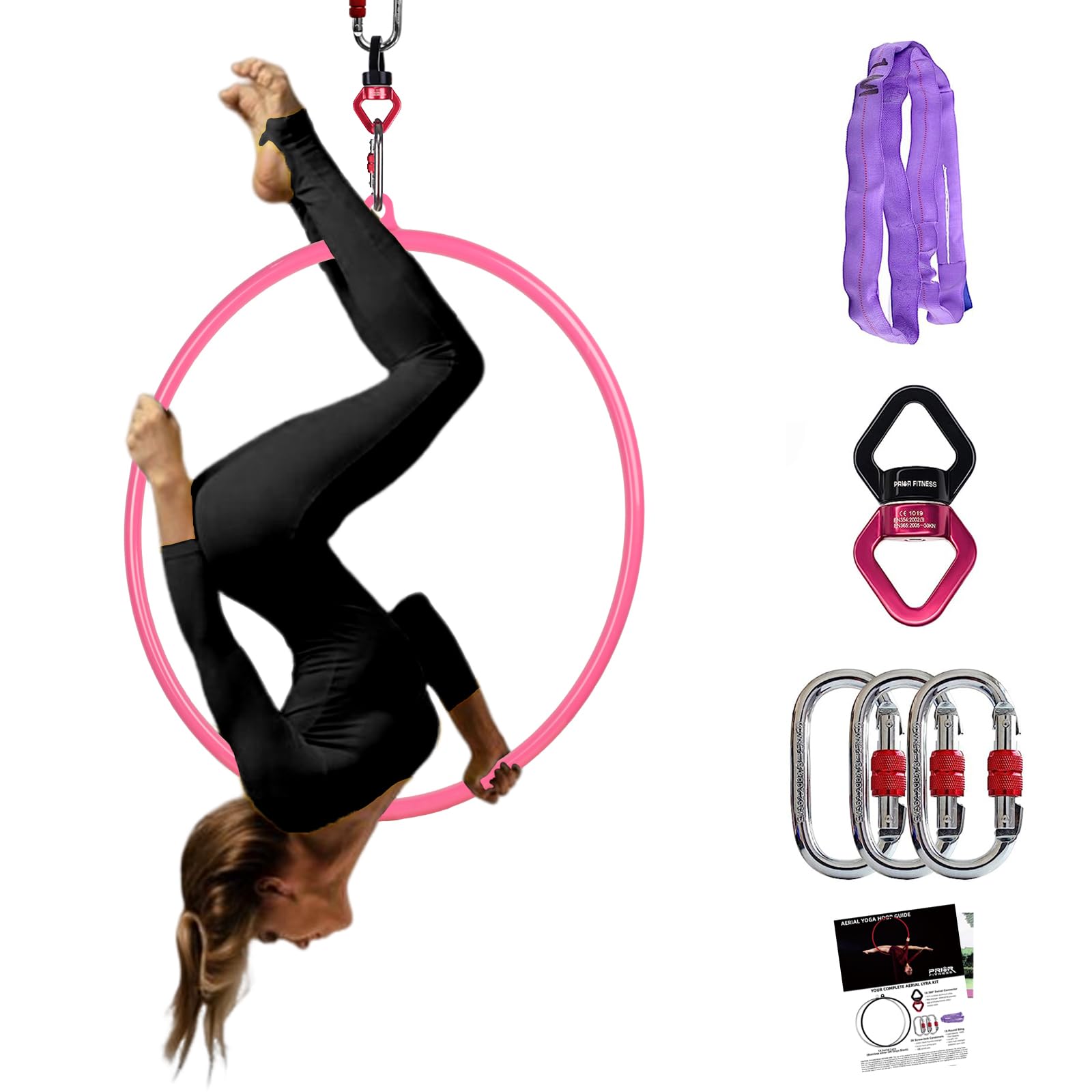 Cerceau Aérien Lyra PRIOR FITNESS – 90/95 Cm, Testé 200 Kg, Kit Complet Pour Yoga Et Gymnastique