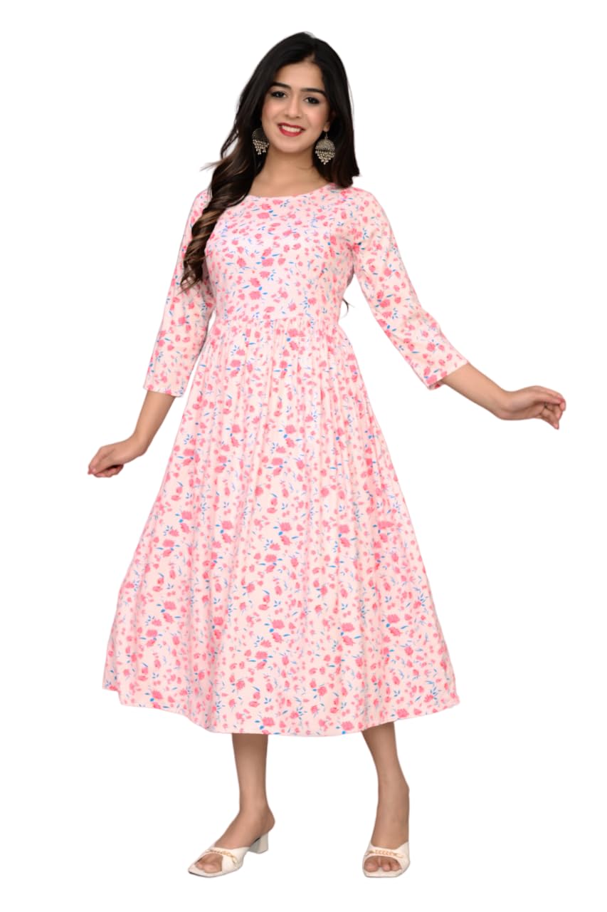 Miss RekhaComfortable Rayon Anarkali Feeding Kurtis for Women with Zip | Perfect Nursing for New Mom | Maternity wear | Pre and Post Pregnancy Kurti | Flared Gown | Pregnant Dresses | 9-Inch Zipper