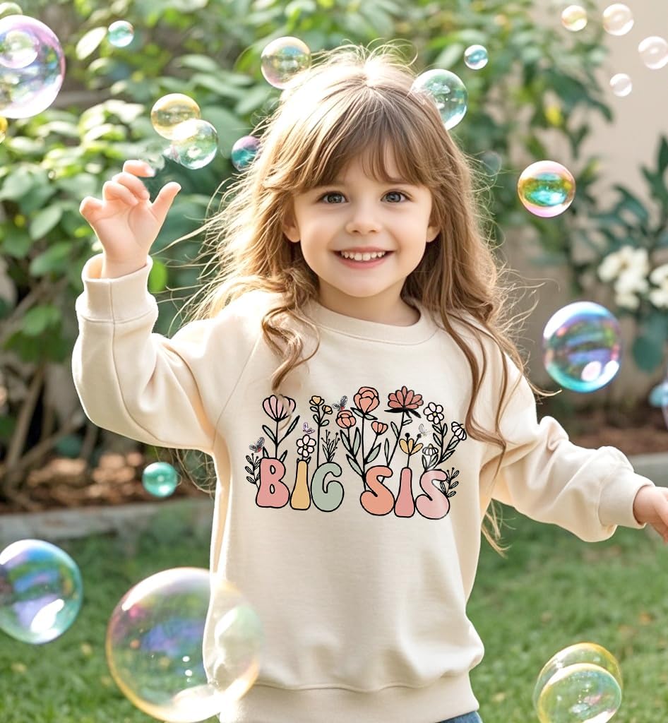 Big Sister Sweatshirt for Toddler Baby Girl Outfits Big Sis Announcement Pullover Gifts 2-7T - Image 2