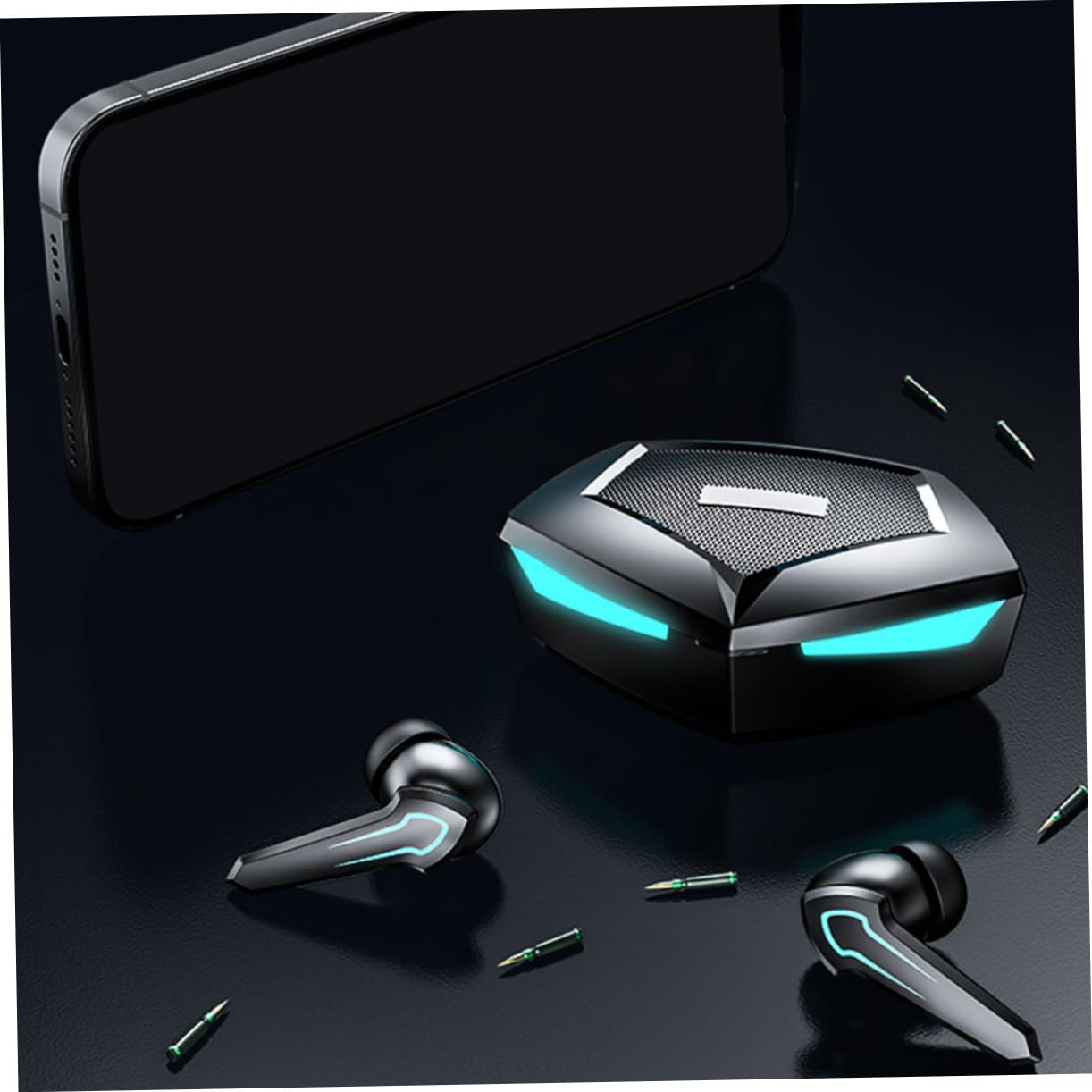 NUOBESTY 1 Set Cuffie Wireless Auricolari Sportivi Design e Compatto per Chiamate e Musica per Allenamento e Nero
