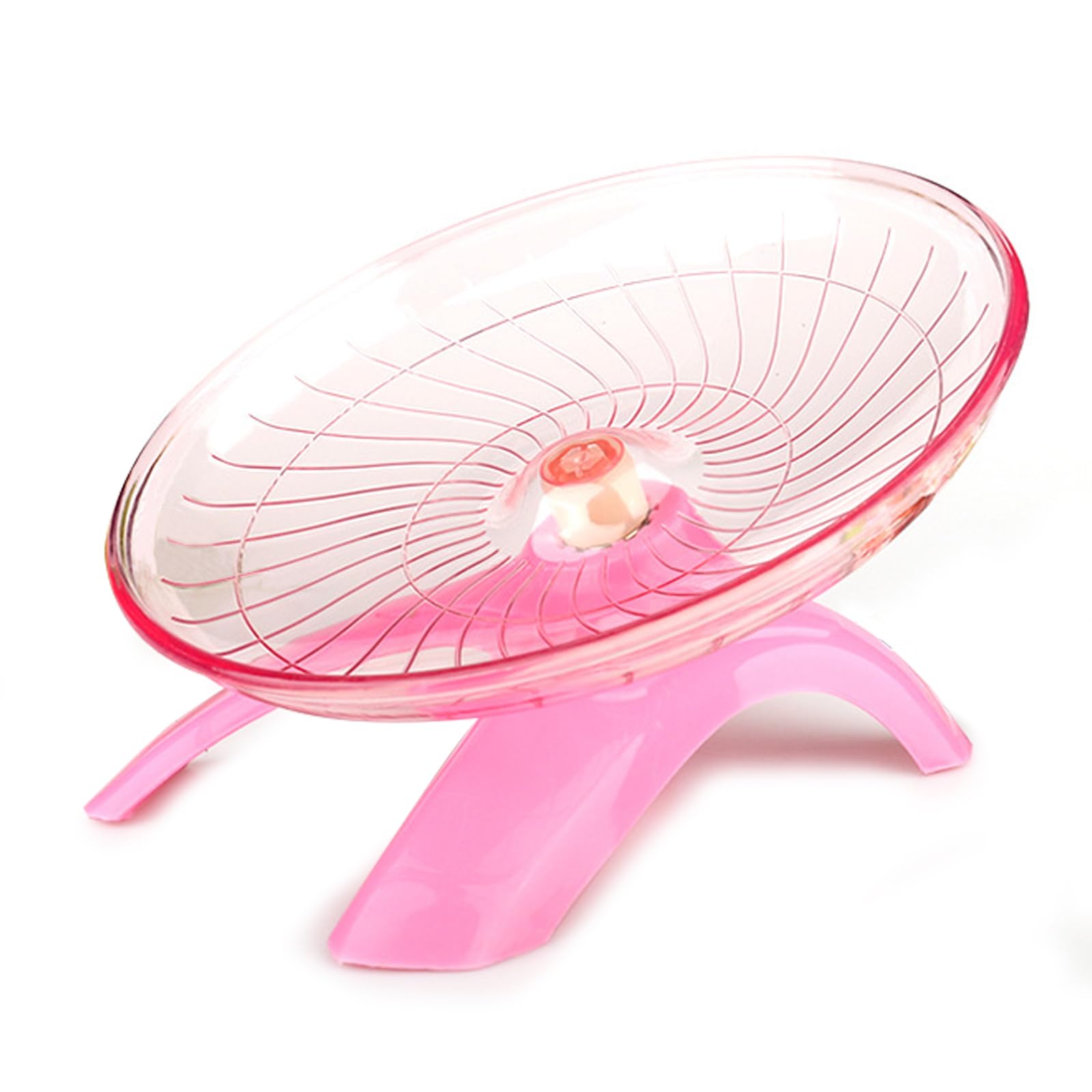 Flying Saucer Hamster Wheel Super-Silent Hamster Wheel Plastic Stable Pets Exercise Wheel Non Slip Run Silent Wheel for Small Pets (Pink)