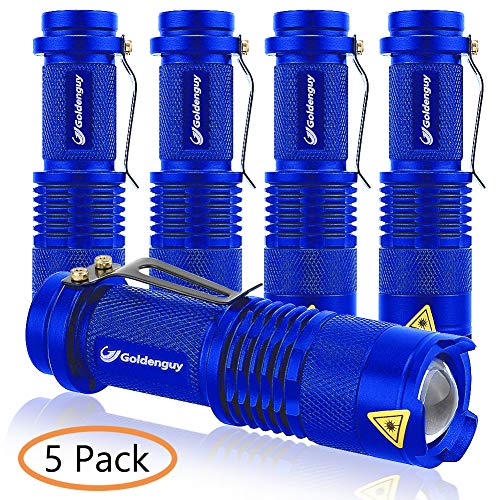 Goldenguy 5 Pack Mini Flashlights LED Torch 300lm Adjustable Focus Zoomable Q5 Cree Tactical Light