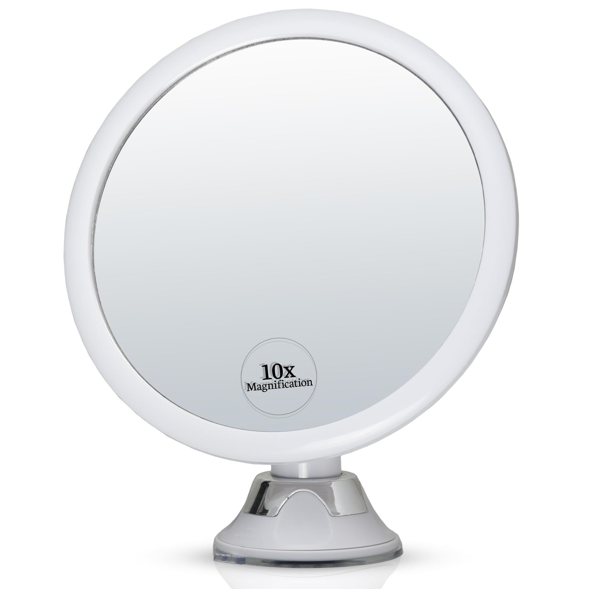 Mirrorvana Espejo Redondo de 10X aumentos para maquillarse - Espejo de Maquillaje cosmético con Ventosa, Ideal para tocador, baño y Viaje - 17 cm de diámetro