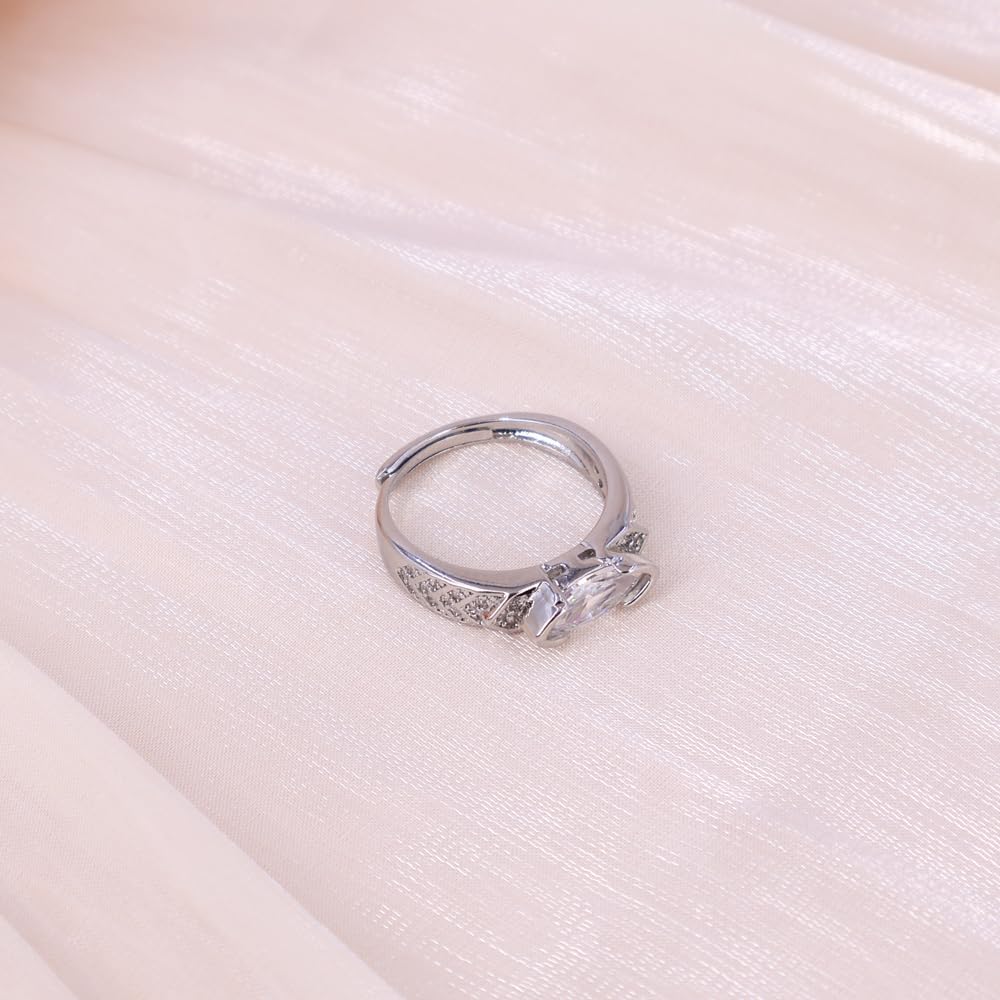 925 Sterling Silver Rings for Women, Adjustable Band Thumb Finger Ring with Cubic Zirconia, Engagement Rings Promise Band for Women Statement Ring - Image 5