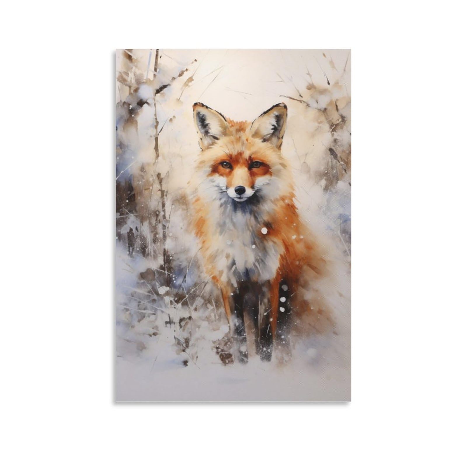 Foccar Unframe-Abstract Fox Abstract Fox Canvas Wall Art Retro Wildlife Rustic Animal Posters Wall Decor Painting Art For Home Room Artwork