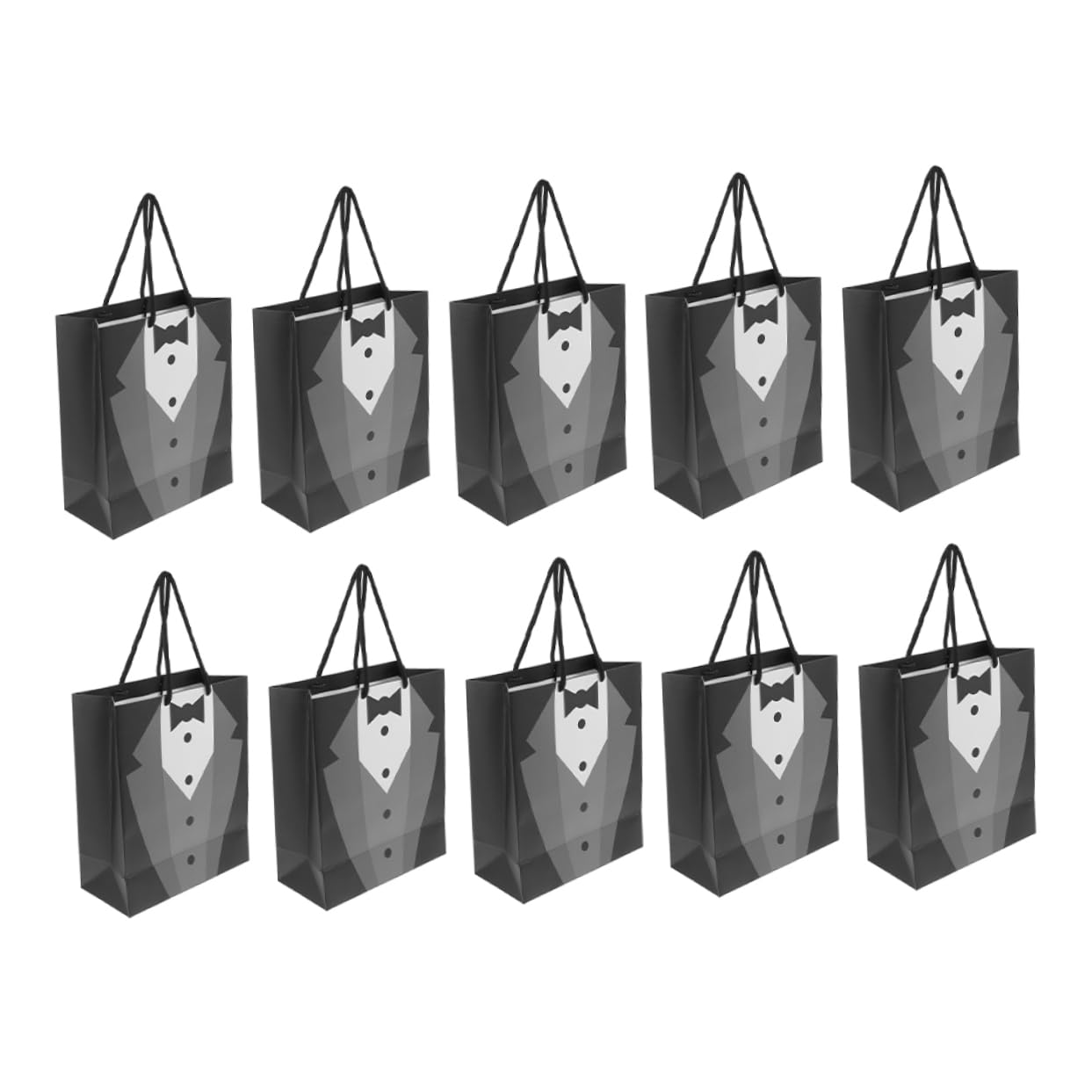 Papiergeschenktüten mit Henkeln, 10 Stück Schwarze für Einkäufe