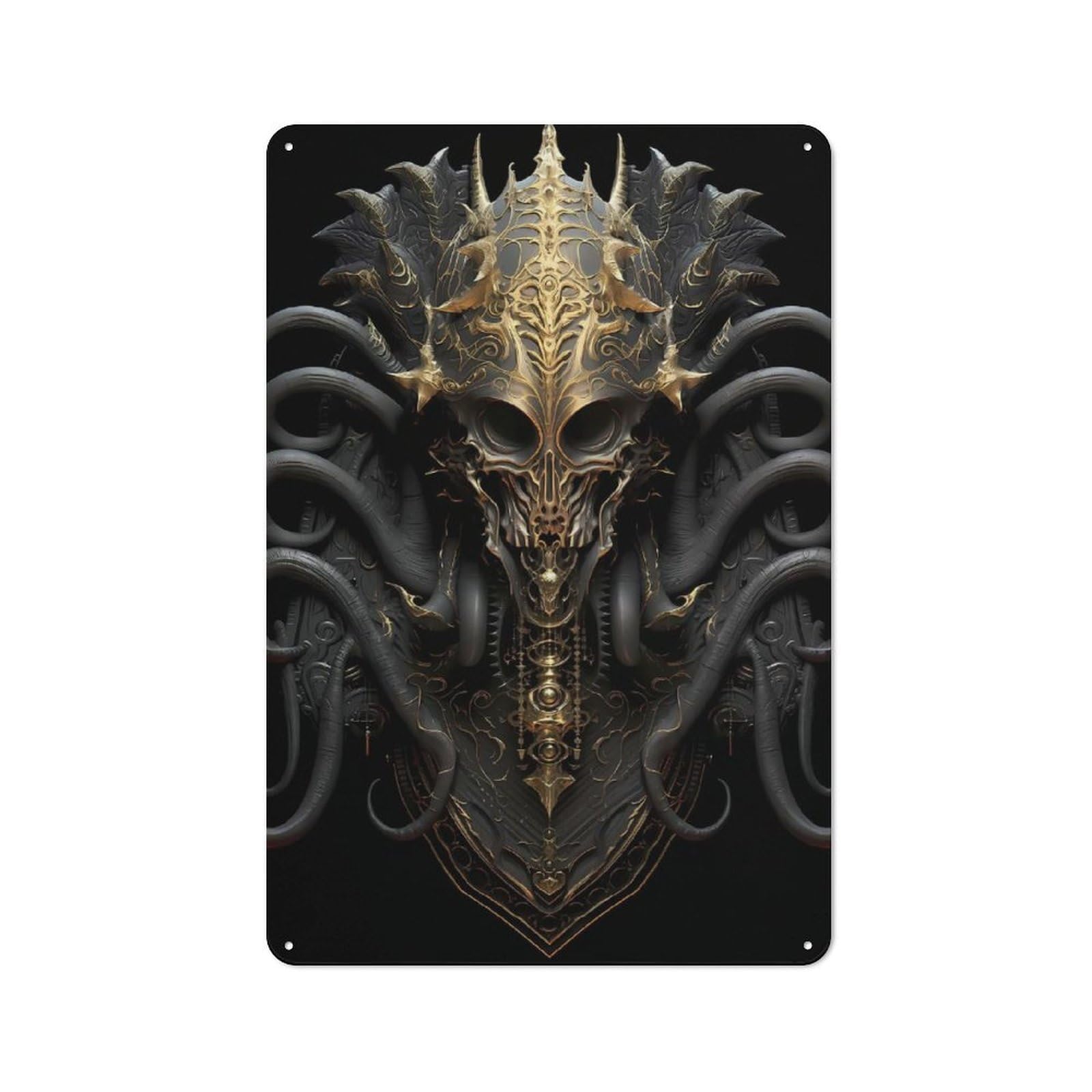 Junmoney Style-15 Vintage Black Golden Tentacles Metal Wall Sign 30X20cm, Shed Wall Plaque For Garage, Workshop, Shed Or Utility Room