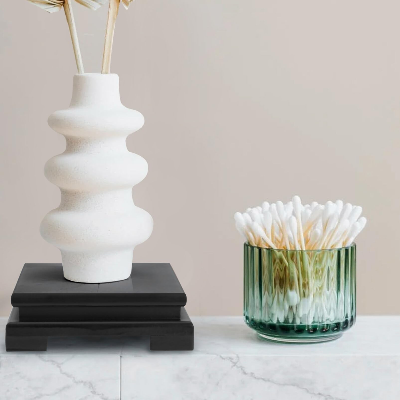 TOPBATHY Wooden Display Base Stand 5.91X5.91X1.97 Inches Solid Square Plinth for Home Decor Vases Flower Pots Buddha Statues and Decorative Ornaments - Image 2