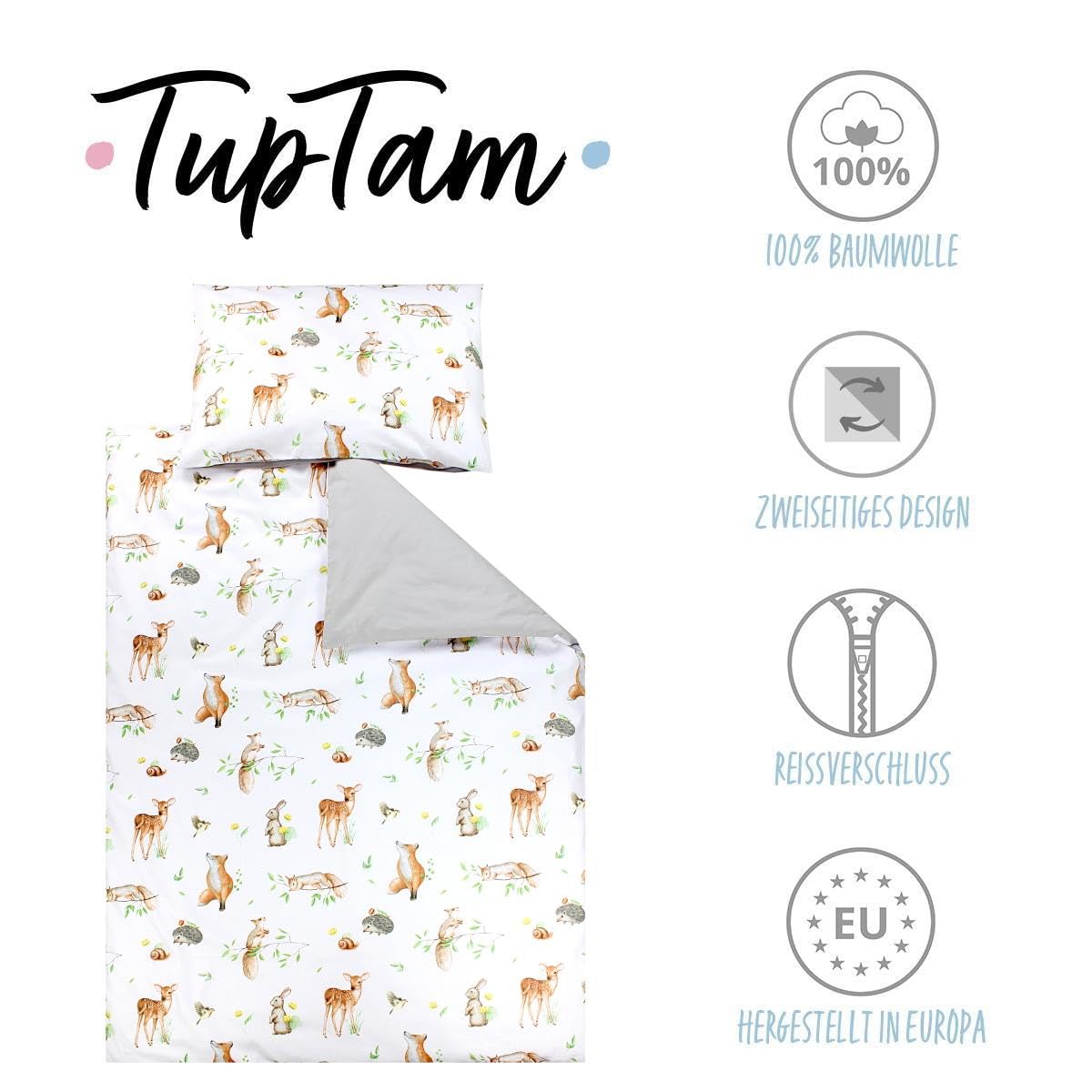 TupTam Juego de Ropa de Cama para Niños, de 2 Piezas., Conejo/Rosa/Lunares, 120x90 cm — view 165