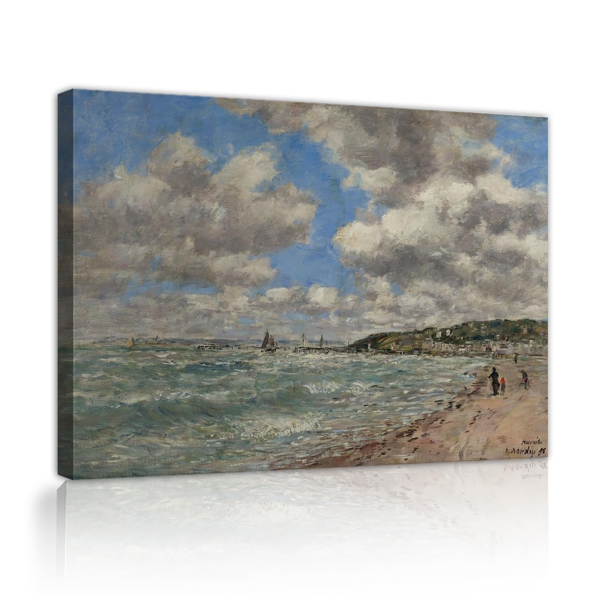 CHERHERART Deauville Coast Canvas Wall Art Painting Prints Impressions Impressions Landscape Canvas Poster Artwork for Home Living Room Kitchen 60x90cm Inner Frame