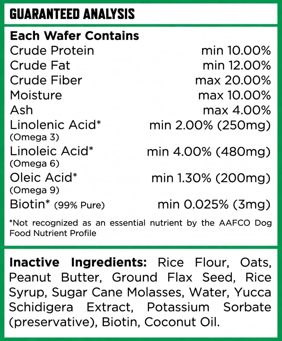 Majesty's Buddy Bites Skin and Coat Wafers for All Dogs - Superior Skin, Coat, and Immune Support Supplement - Peanut Butter and Coconut Oil Flavored - 2 Pack (112 Count Total)