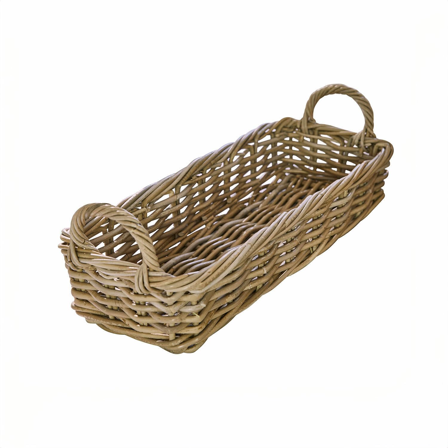 Loberon Balmis Corbeille - Tressage Solide en rotin - Anses Pratiques, Marron/Gris