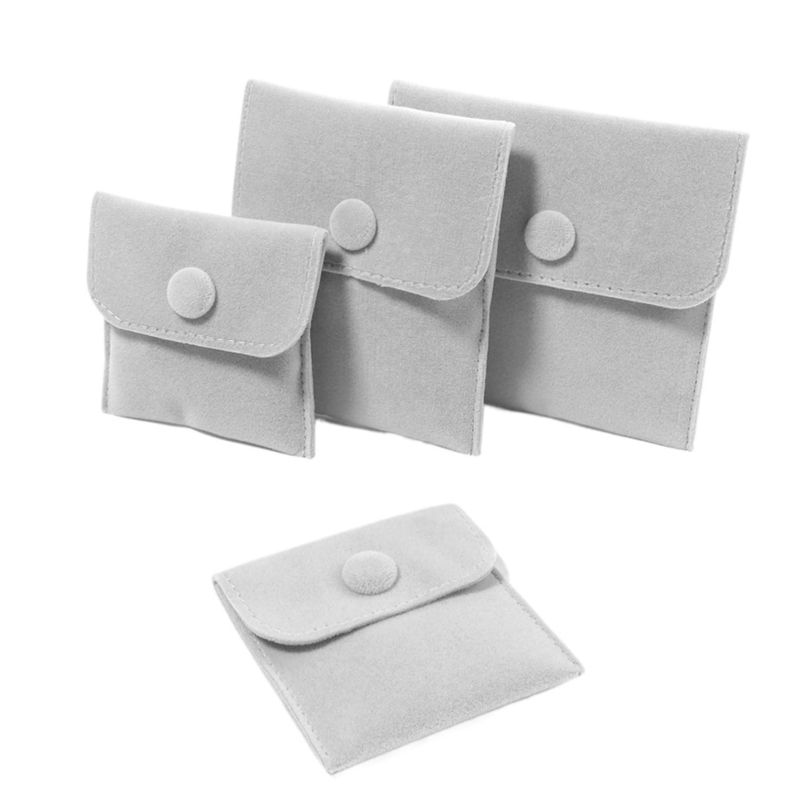WEOKDFHA Jewelry Storage Bag 6Pc Jewelry Pouch Packaging Bag Soft Velvet Bracelet Necklace Earrings Rings Storage Button(Grey,8x10cm)