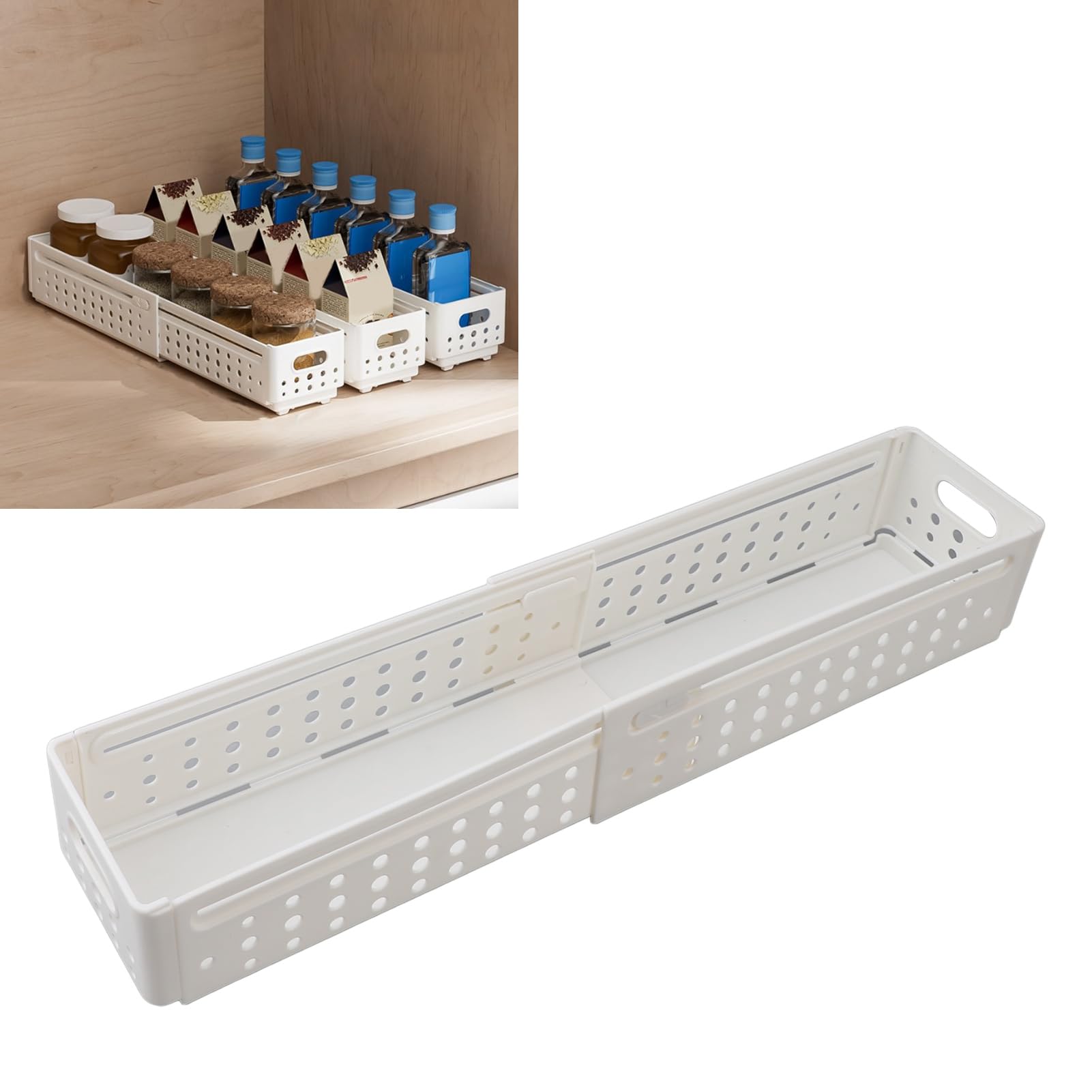 3pcs contenedores de almacenamiento retráctiles expandibles, organizador de ahorro de espacio apilable con manijas, cajas de almacenamiento multifuncionales para el baño (Grande)