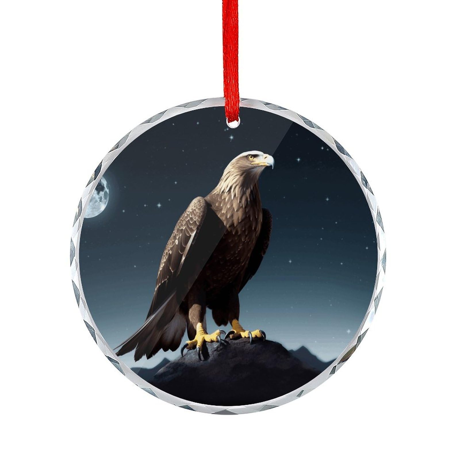 Fodpand Women's Style Eagle Under The Stars Round Glass Ornament Keepsake Gift Exchange Ideas Car Decor,Christmas Ornaments For Tree Window Garden Ornaments
