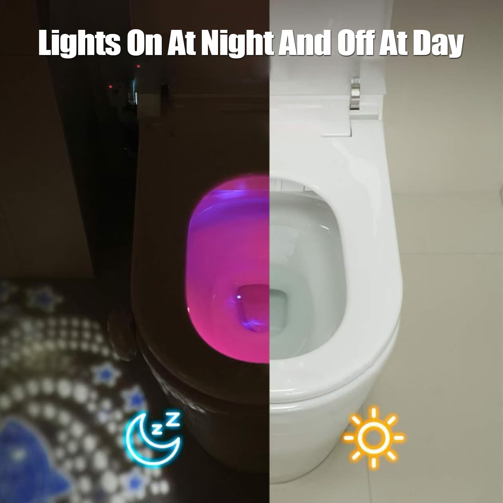 WJnflQN Luce notturna da bagno con sensore di movimento, impermeabile, luce per WC attivata dal movimento, elettrodomestici e accessori automatici per anziani e ospiti all'aperto
