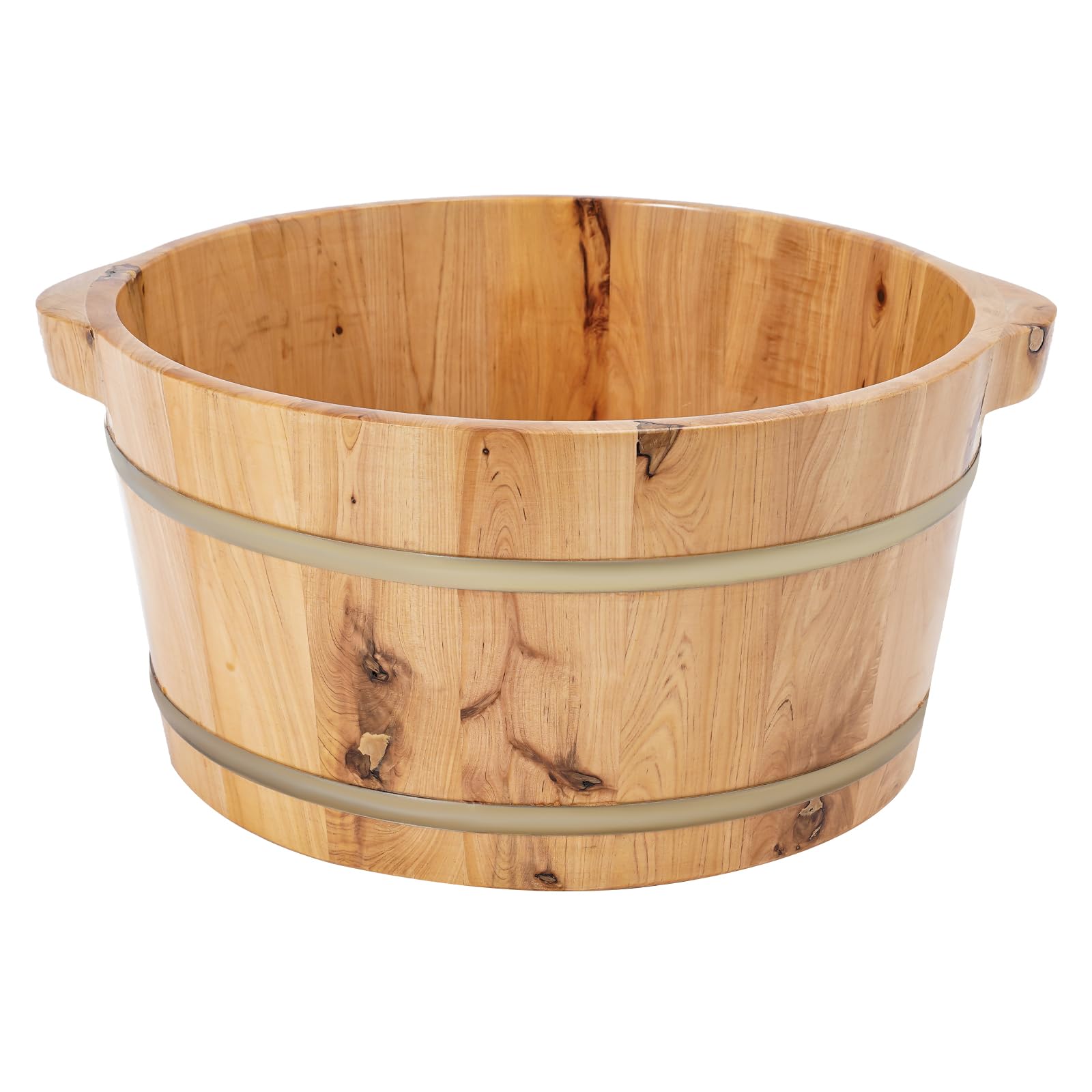 Vasca da bagno per piedi in legno di cipresso di alta qualità, spazio sufficiente (38 x 38 x 20 cm), per famiglia, pediluvio dei piedi, colore legno