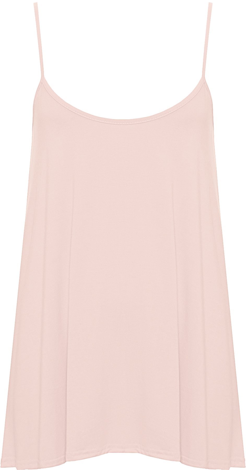 Wearall Women's Pink Plus Size Plain Strappy Sleeveless Swing Cami Vest Top 12-14