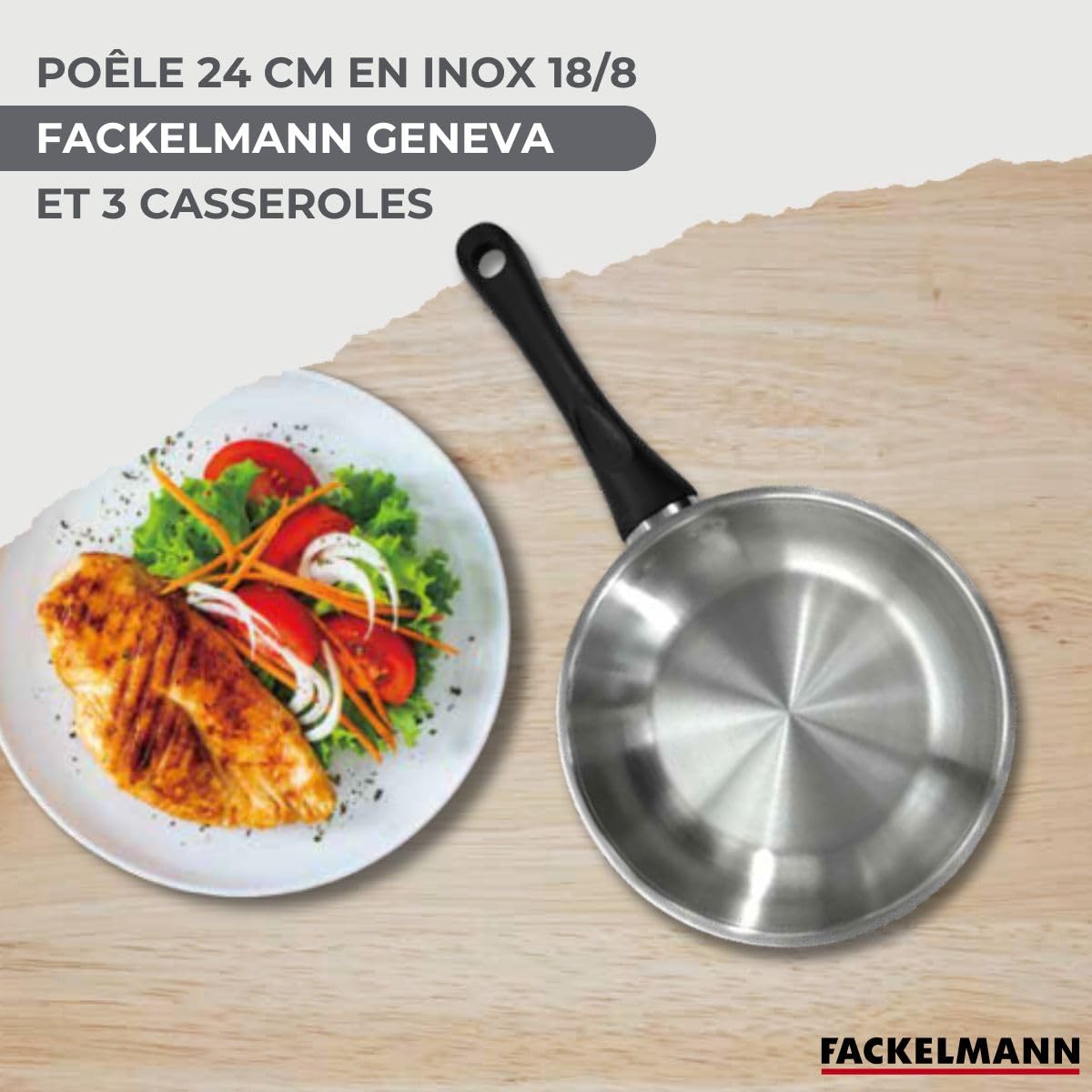 Fackelmann Batterie poêle 24 cm, casseroles et ustensiles
