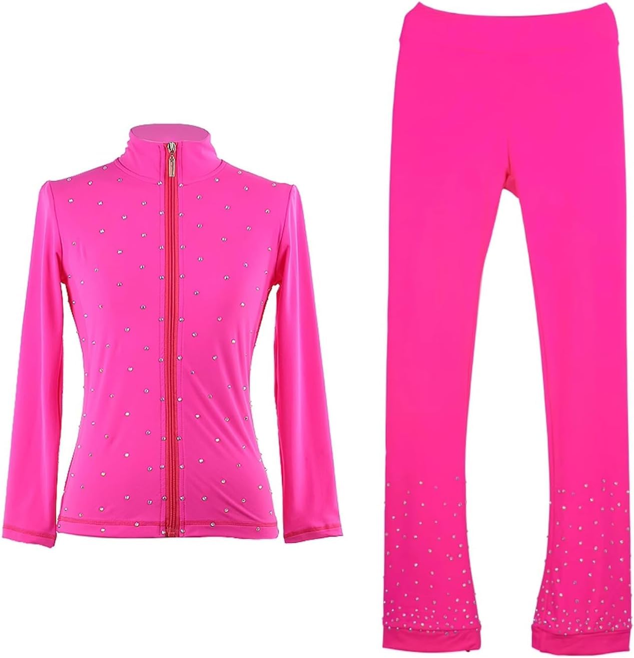 Combinaison de patinage artistique rose pour fille comprenant veste et pantalon taille XS