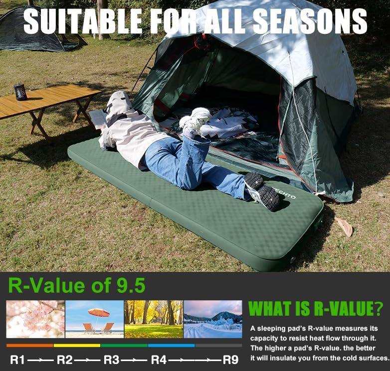 Miniatura 5 de Colchoneta de dormir autoinflable para campamento, colchón de espuma viscoelástica extra gruesa de 4 pulgadas con bomba eléctrica, infla y desinfla