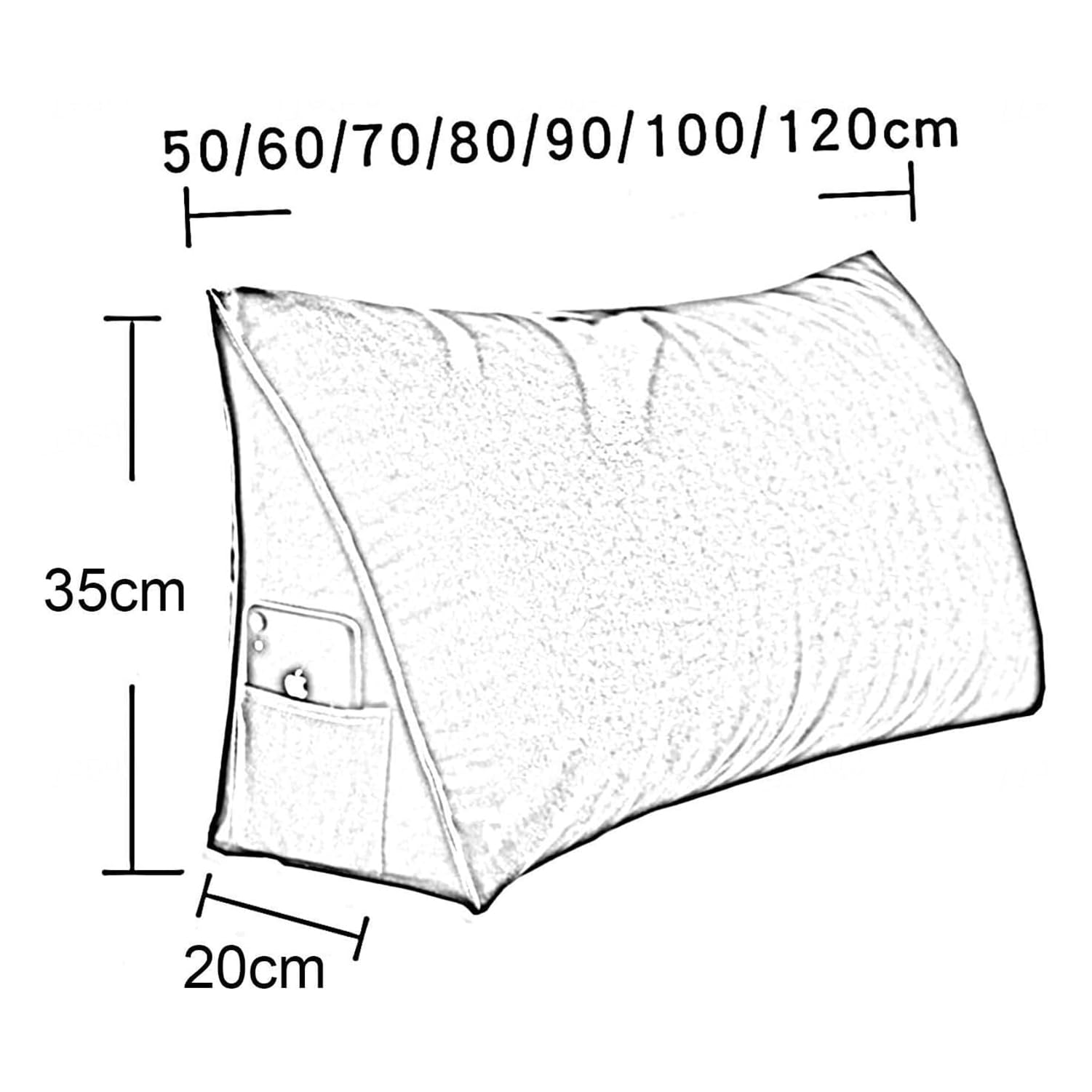 ZLZNX Cuscino da Lettura, Cuscino da Schienale, Letto/Divano, Cuscino A Cuneo, Testiera, Cuscino da Letto, Schienale Letto, Cuscino Lombare, Cuscino di Supporto Letto per La Lettura,05,80X35X20cm