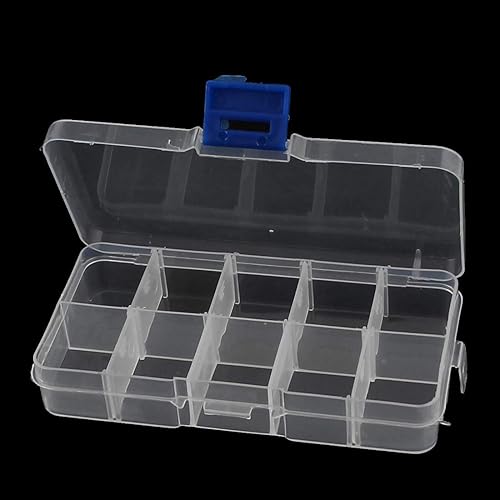 Miniatura 2 de uxcell 2 unids plástico transparente 10 secciones prensa hebilla tableta caja titular