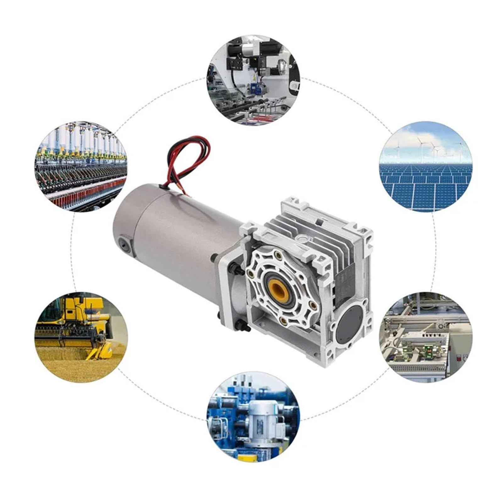 Reductor de engranajes helicoidales de alto par de 300 W con motor de CC de velocidad ajustable y caja de engranajes helicoidales RV040 de 18 a 360 rpm. Fuerte disipación de calor(300w,12V)