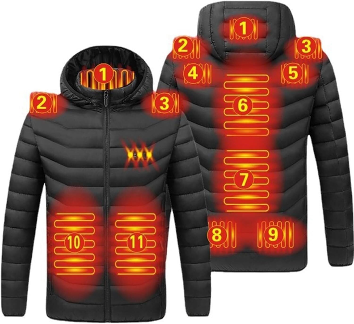 Veste chauffante électrique avec 11 zones de chaleur pour homme en taille 4XL