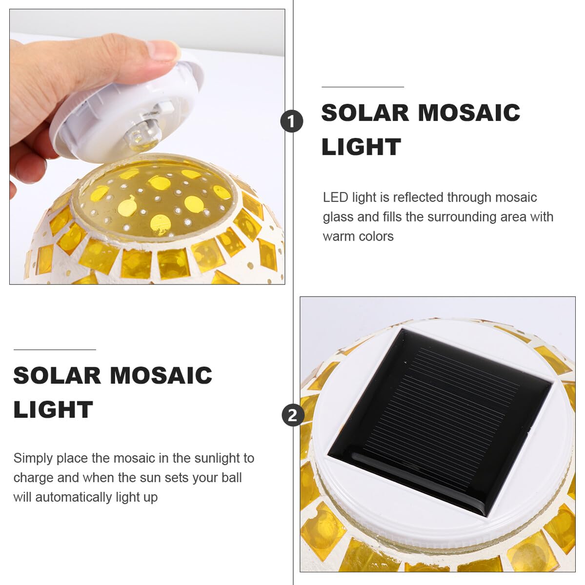 ifundom Solarbetriebene Tischlampe Außen LED Gartendekoration Glas Beleuchtung Terrasse Garten Wege Solarleuchte