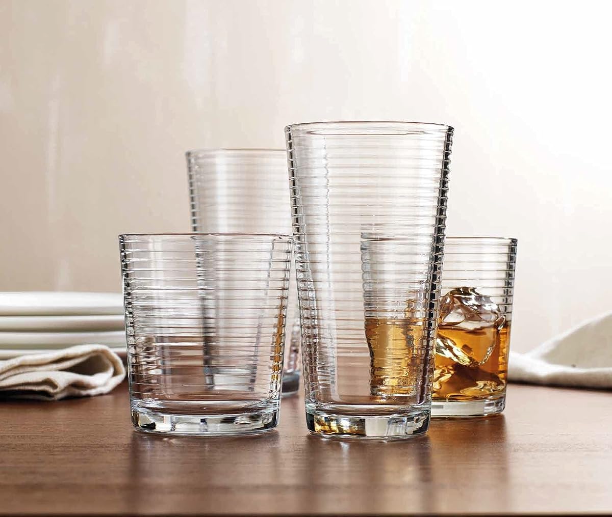 Gift Essentials Glassware Set - Set of 16-Piece Tumbler and Rocks Glass Set -