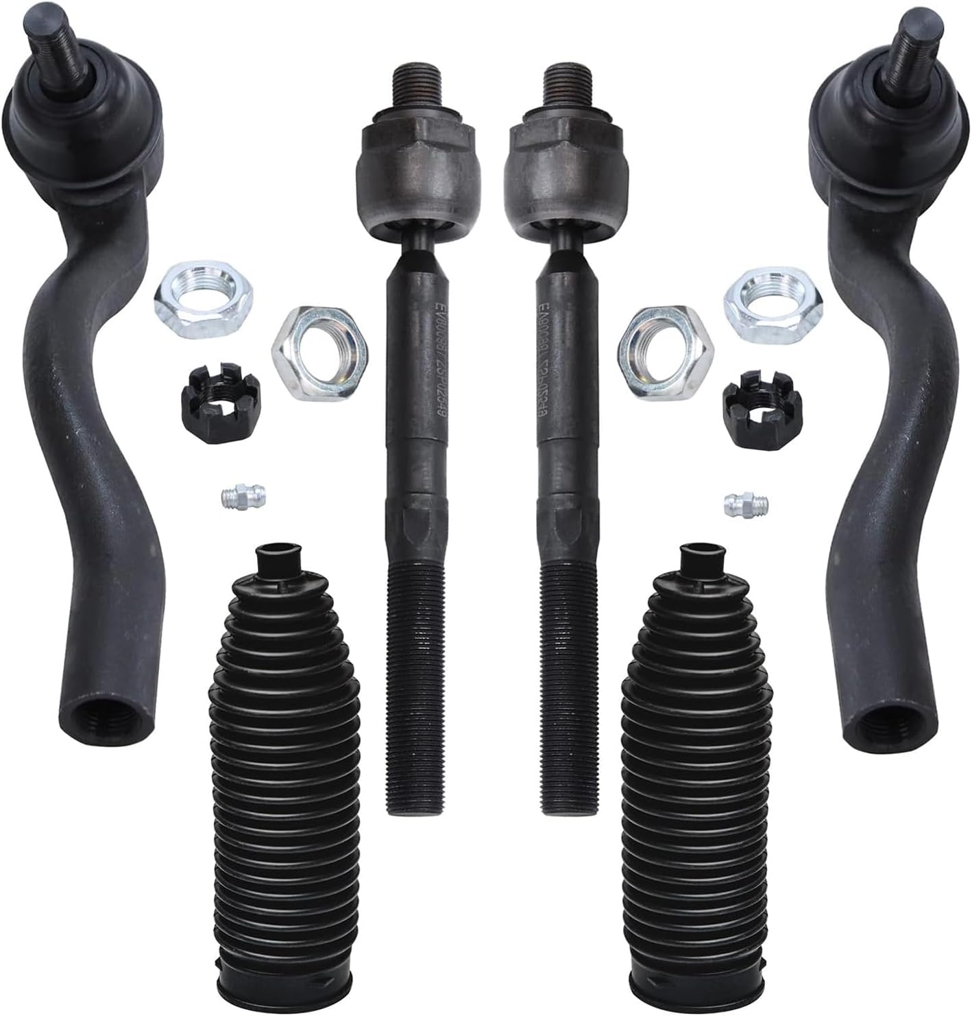 Detroit Axle - Front 6pc Tie Rods Kit for 11-15 Jeep Grand Cherokee Dodge Durango, 4 Tie Rods 2 Rack & Pinion Boots w/Bellows & Locking C-Clamps 2011 2012 2013 2014 2015 Replacement