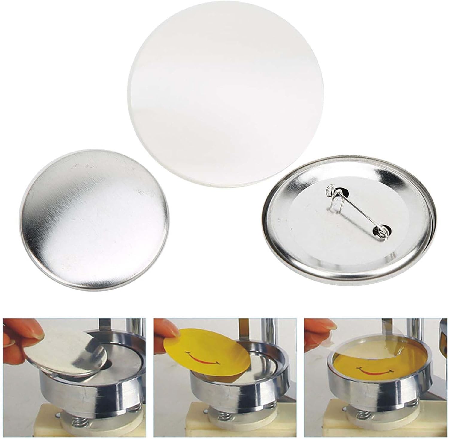 100 Sets 56mm Button Badge Button Pins, Badge Making Materials Blank Making Parts for Craft Supplies Making Birthday Parties Gifts